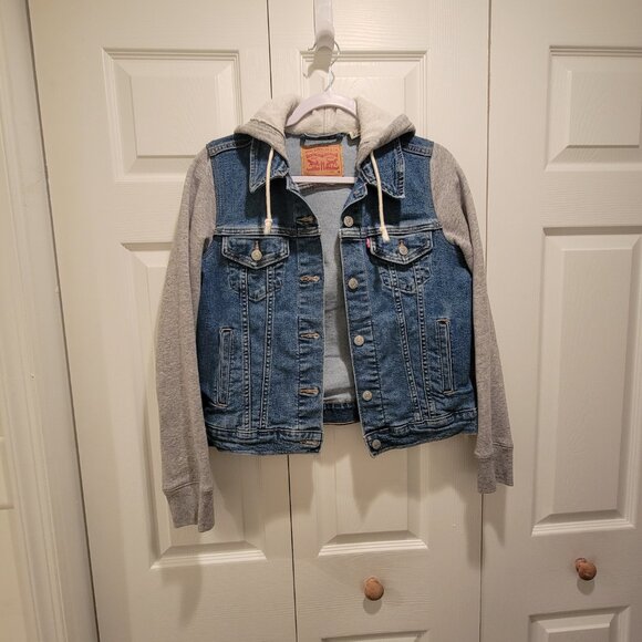 LEVI'S HYBRID HOODIE TRUCKER JACKET SZ M - Picture 3 of 8